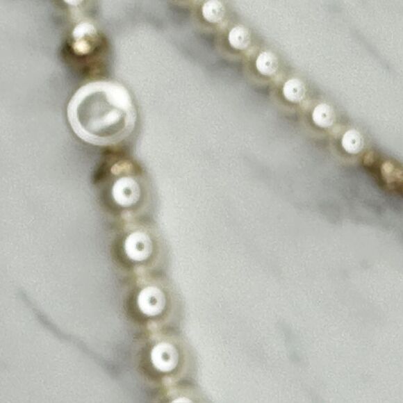 Chico's Layered Double Strand Chunky Faux Pearl Beaded Long Gold Tone Necklace - Picture 10 of 14